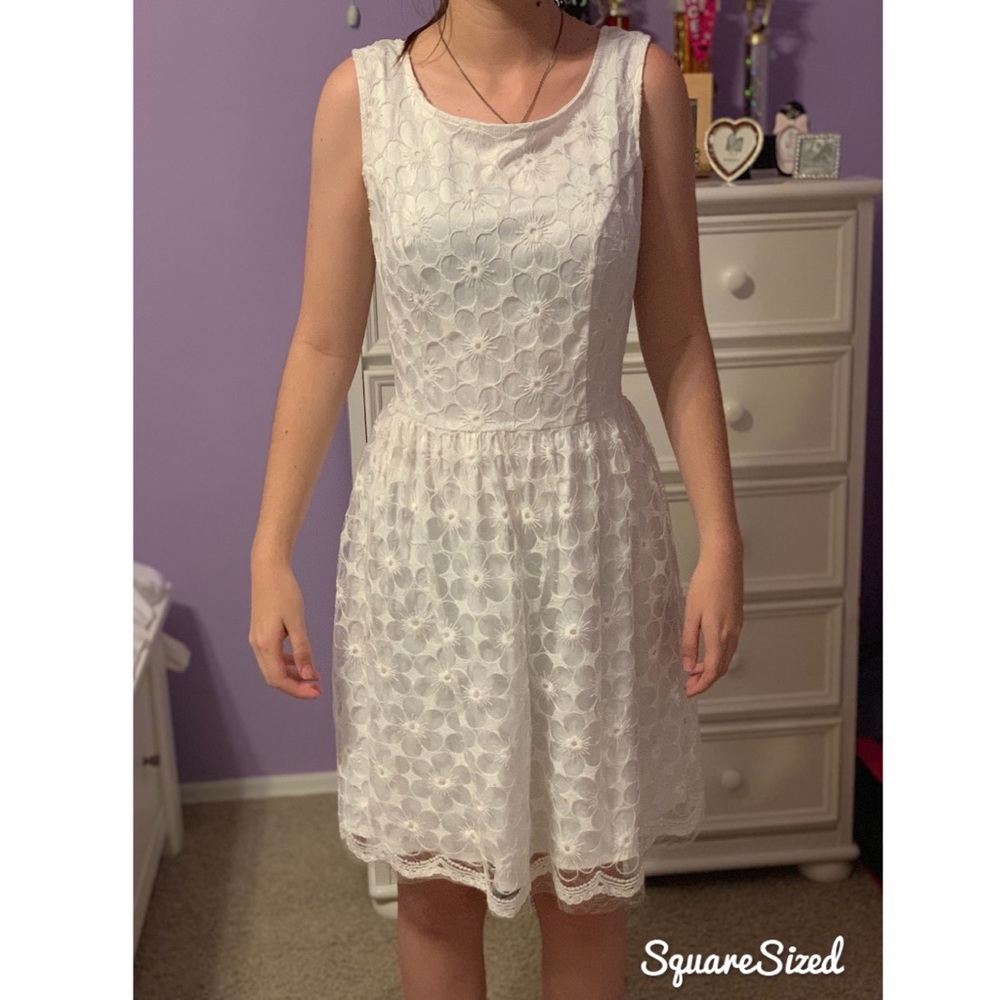 White Flower Lace Dress